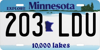 MN license plate 203LDU