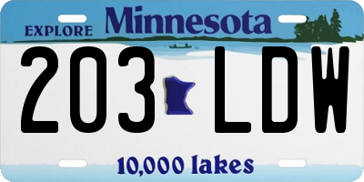 MN license plate 203LDW
