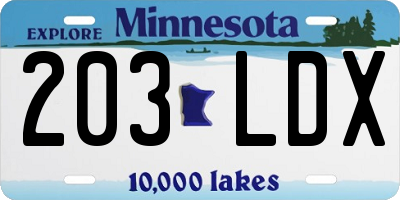 MN license plate 203LDX