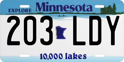 MN license plate 203LDY