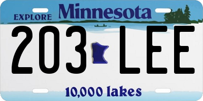 MN license plate 203LEE
