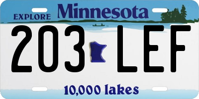 MN license plate 203LEF