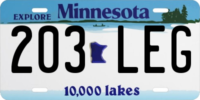 MN license plate 203LEG