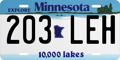 MN license plate 203LEH