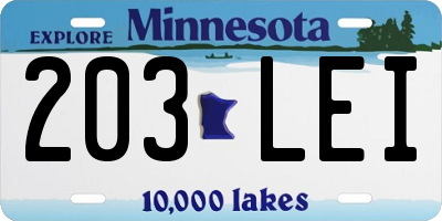 MN license plate 203LEI