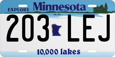 MN license plate 203LEJ