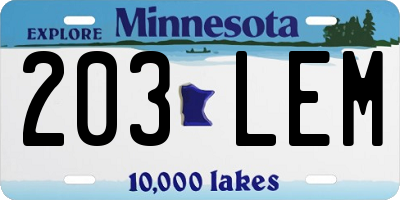 MN license plate 203LEM