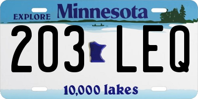 MN license plate 203LEQ