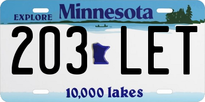 MN license plate 203LET