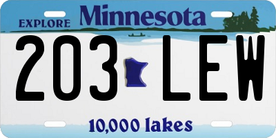 MN license plate 203LEW