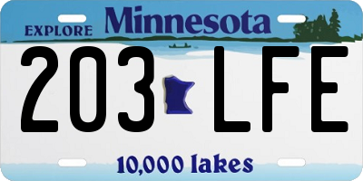 MN license plate 203LFE