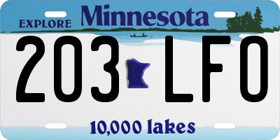 MN license plate 203LFO
