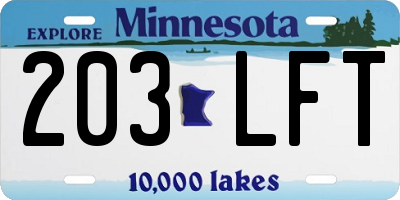 MN license plate 203LFT