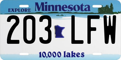 MN license plate 203LFW