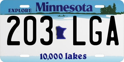MN license plate 203LGA