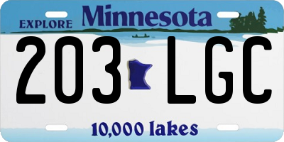 MN license plate 203LGC