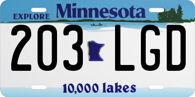 MN license plate 203LGD
