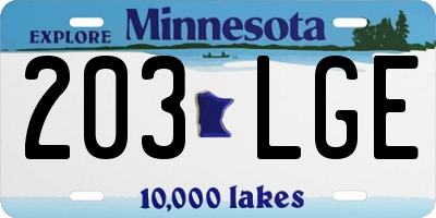 MN license plate 203LGE