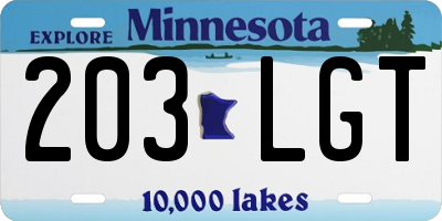 MN license plate 203LGT