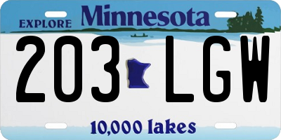 MN license plate 203LGW