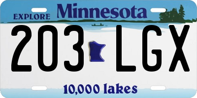 MN license plate 203LGX
