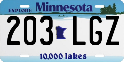 MN license plate 203LGZ