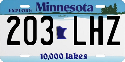 MN license plate 203LHZ