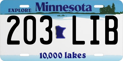MN license plate 203LIB