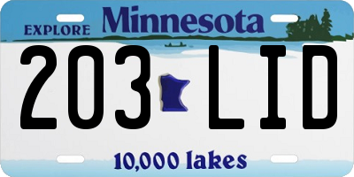 MN license plate 203LID