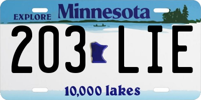 MN license plate 203LIE
