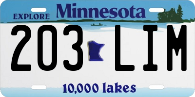 MN license plate 203LIM
