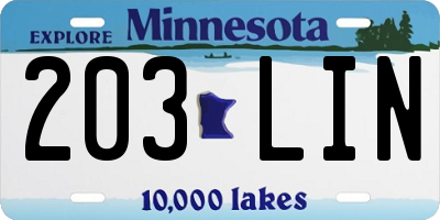 MN license plate 203LIN