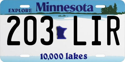 MN license plate 203LIR