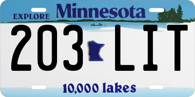 MN license plate 203LIT