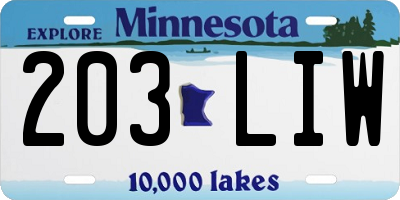 MN license plate 203LIW