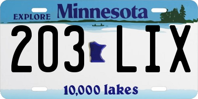 MN license plate 203LIX