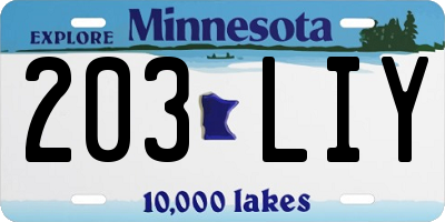 MN license plate 203LIY
