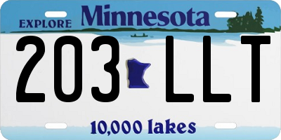 MN license plate 203LLT