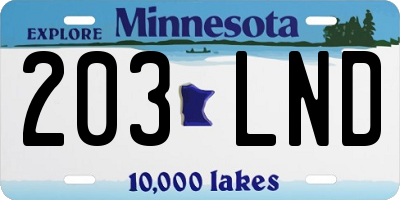 MN license plate 203LND
