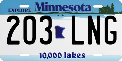 MN license plate 203LNG