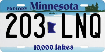 MN license plate 203LNQ