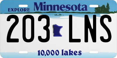 MN license plate 203LNS