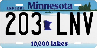 MN license plate 203LNV