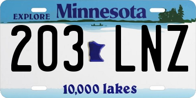 MN license plate 203LNZ