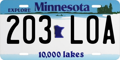 MN license plate 203LOA