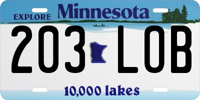 MN license plate 203LOB