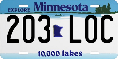 MN license plate 203LOC