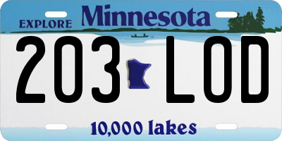 MN license plate 203LOD