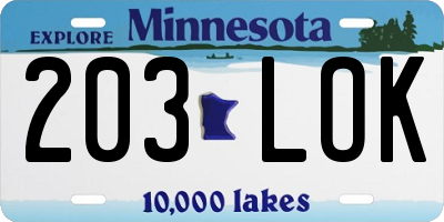 MN license plate 203LOK