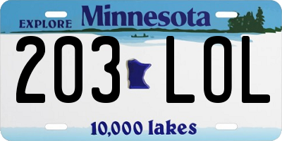 MN license plate 203LOL